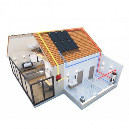 Kit chauffe-eau solaire hybride 300 litres + rés - 4 panneaux Dualsun