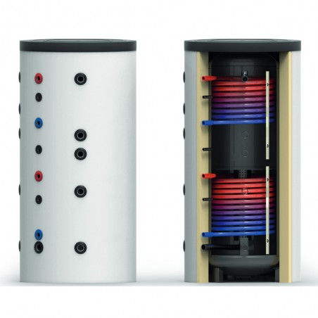 Ballon tampon stratifié BTSPS 600L deux échangeurs solaires et stratification pour chauffage plancher chauffant et radiateurs