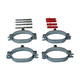 Kit de fixation pour bitube inox onduleux : 4 colliers, 4 chevilles et 4 goujons filetés