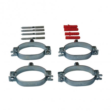 Kit de fixation pour bitube inox onduleux : 4 colliers, 4 chevilles et 4 goujons filetés