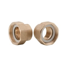 Jeu de deux raccords union en laiton pour circulateur - 1\"1/2F-1\"F