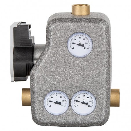 Groupe de recirculation anti-condensation pour chaudière à combustible solide avec vanne thermostatique 55°C