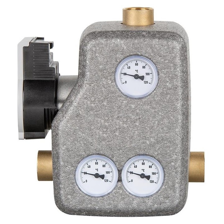 Groupe de recirculation anti-condensation pour chaudière à combustible solide avec vanne thermostatique 55°C