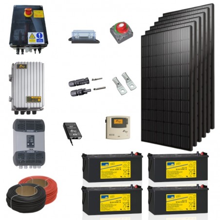Kit solaire autonome 1800 Wc - onduleur - nord