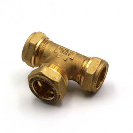 Té à compression olive cuivre raccord rapide inox annelé