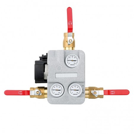 Groupe de recirculation anti-condensation pour chaudière à combustible solide avec vanne thermostatique 55°C