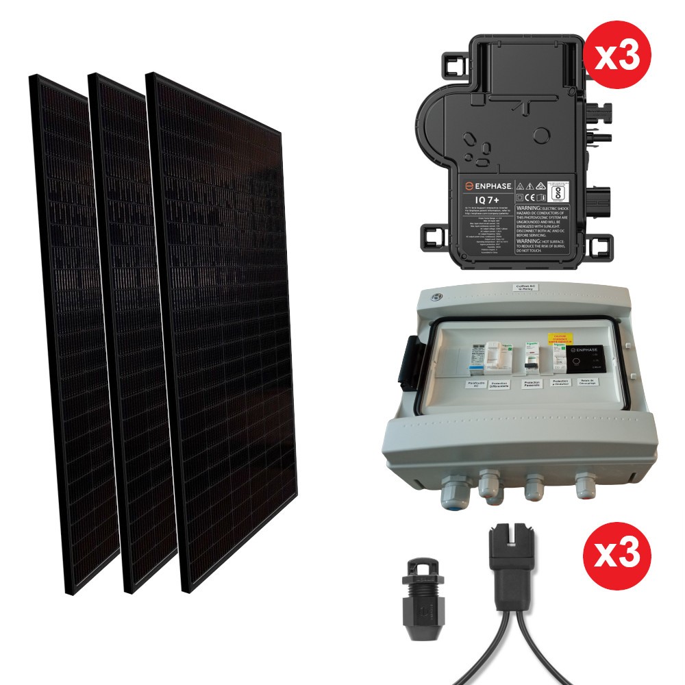 Kit solaire autoconso 3 panneaux - micro-onduleur IQ Relay