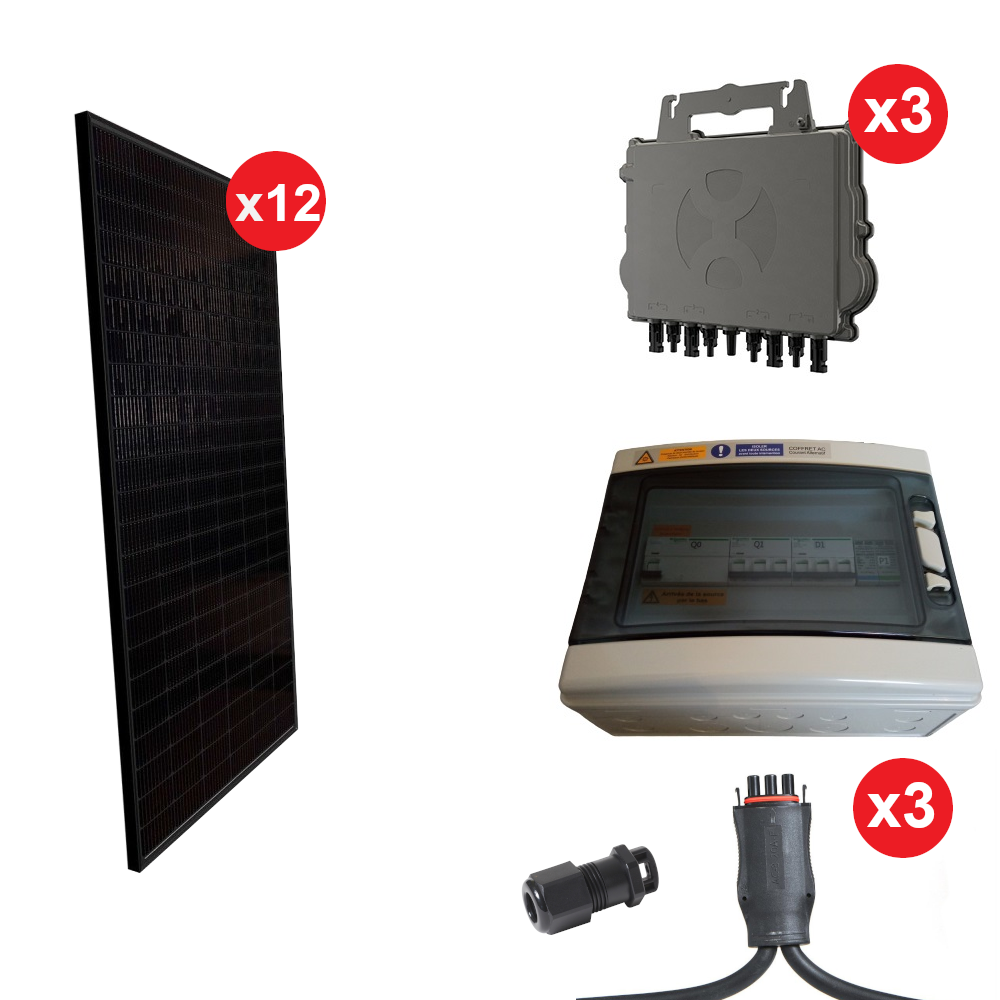 Kit solaire autoconso triphasé 12 panneaux - micro-onduleur
