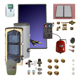 Kit chauffe-eau solaire circulation forcée 200 litres double échangeur - version plug and play