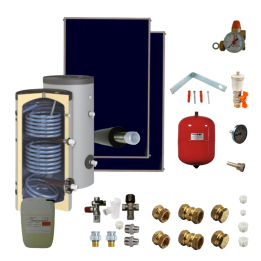 Kit thermosiphon ballon 300 litres double échangeur et deux panneaux de 2.4m²