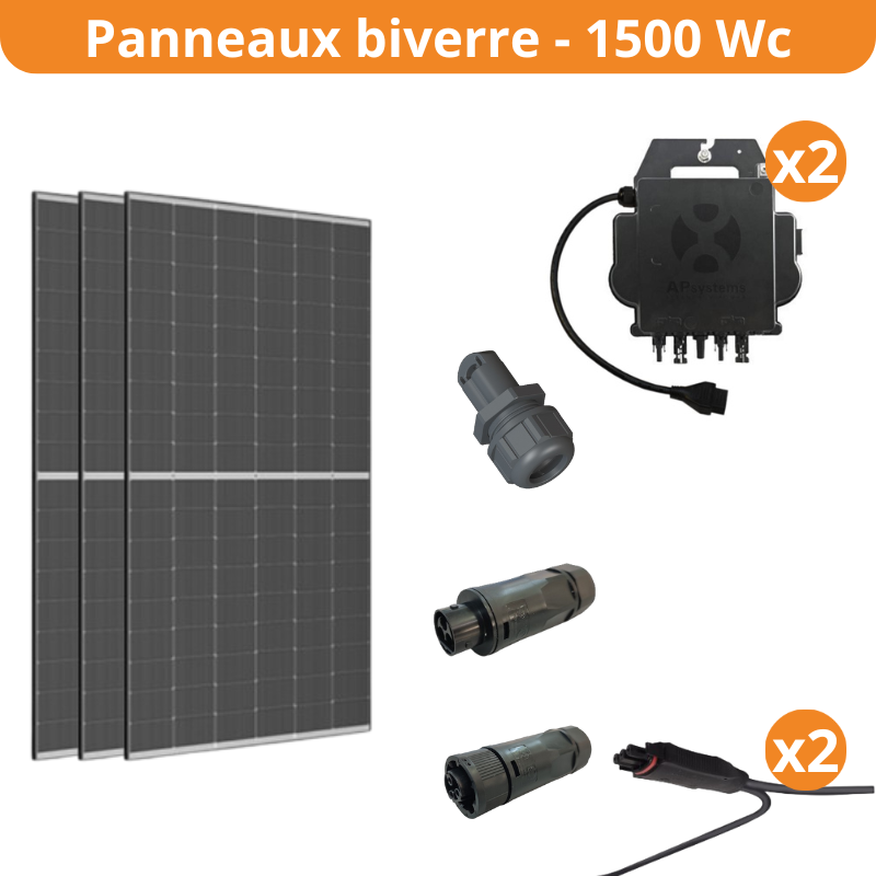 Kit solaire autoconso éco 3 panneaux biverre - micro-onduleur