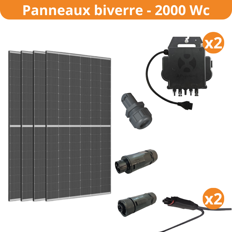 Kit solaire autoconso éco 4 panneaux biverre - micro-onduleur