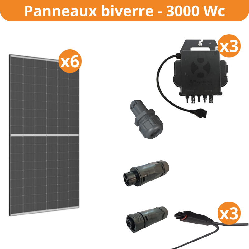 Kit solaire autoconso éco 6 panneaux biverre - micro-onduleur