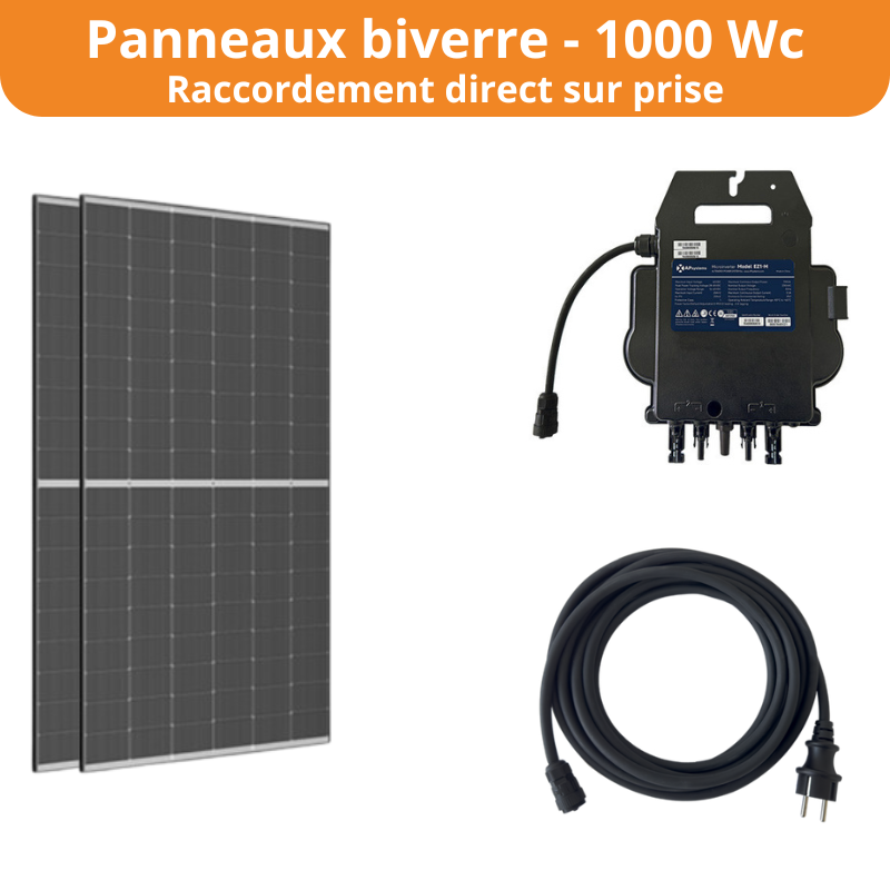 Kit solaire autoconso éco 2 panneaux - raccordement direct sur prise