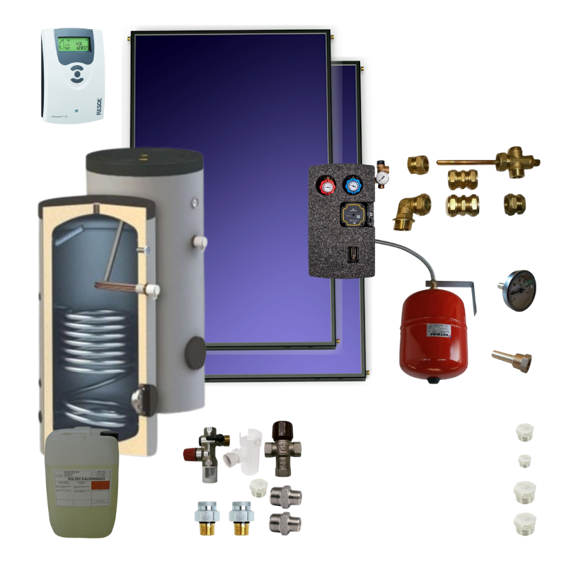 Kit solaire circulation forcée - ballon 300 litres simple échangeur - 2 panneaux solaires - version standard Kit solaire circulation forcée - ballon 300 litres simple échangeur - 2 panneaux solaires - version standard