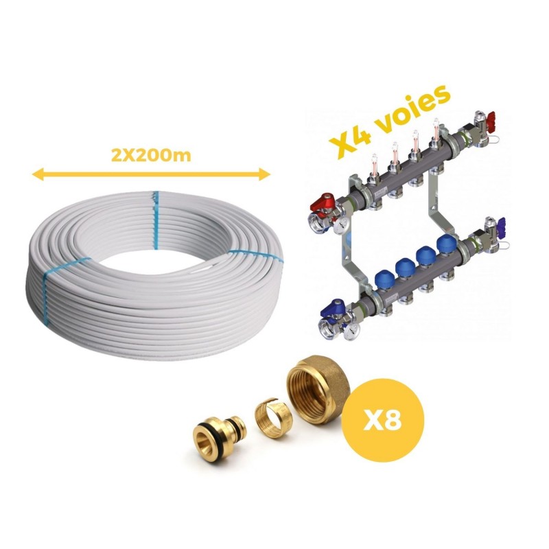 Kit plancher chauffant 50m² multicouche collecteur inox Kit plancher chauffant 50m² multicouche collecteur inox