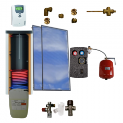 Kit chauffe-eau solaire 300L avec ballon simple échangeur classe A et 2 panneaux de 2 m² fabriqués en France
