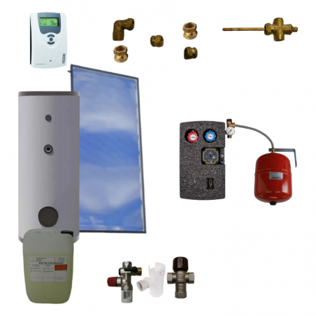 Kit chauffe-eau solaire 200L avec 1 panneau de 2,5m² fabriqué en France (avec ETAS)