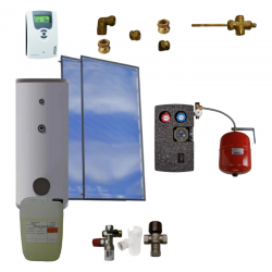 Kit chauffe-eau solaire 300L avec 2 panneaux de 2 m² fabriqués en France (avec ETAS)