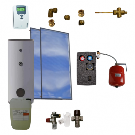 Kit chauffe-eau solaire 300L avec 2 panneaux de 2 m² fabriqués en France (avec ETAS)