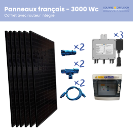 Kit solaire autoconso 6 panneaux - micro-onduleur connecté - coffret AC avec routeur