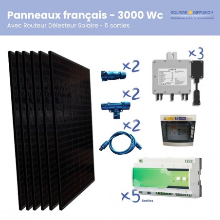 Kit solaire autoconso 6 panneaux avec routeur délesteur 3S