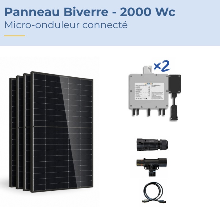 Kit solaire autoconso 4 panneaux biverre - micro-onduleur